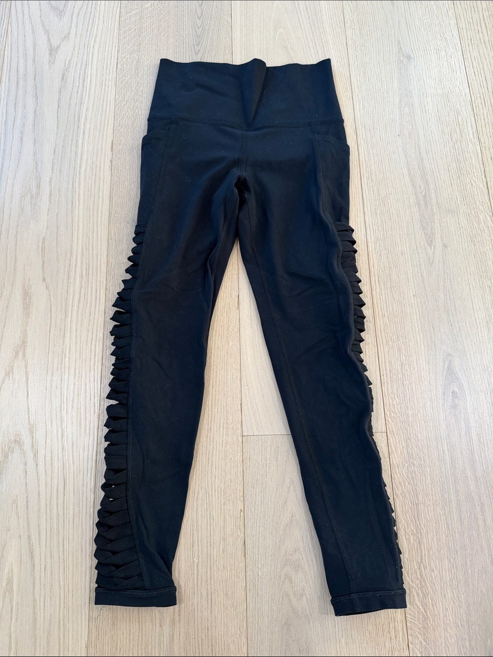 Athleta Black High-Waist Leggings with Side Lattice Detail Size XS